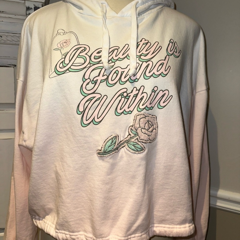 Disney In the Land Far Away Collection Women's Cream Hoodie Embroidered Design